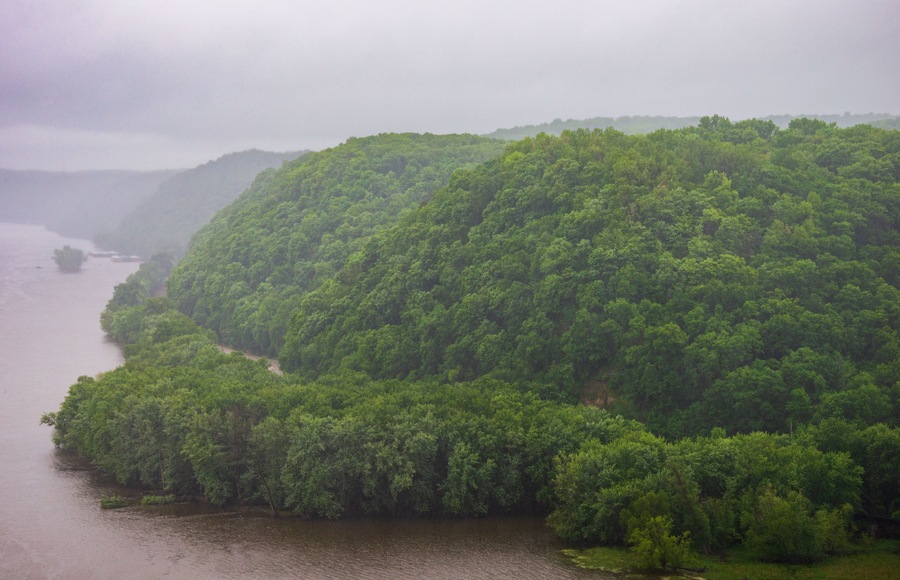 Hazy Overlook at Spring Day at Effigy Mounds National Monument