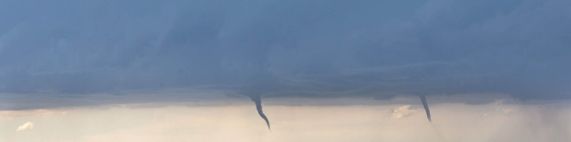 St Francis, Kansas, USA - June 29th, 2019: Developing twin tornadoes in Kansas, USA