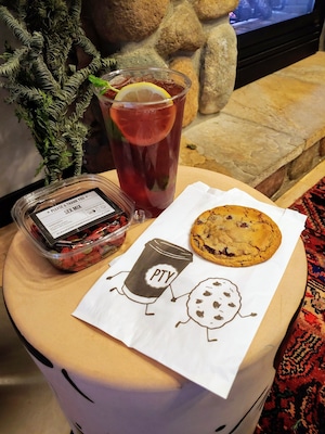 Voted the best chocolate chip cookie in Louisville. No arguments here. Also, the iced tea is really good with mint and lemon.