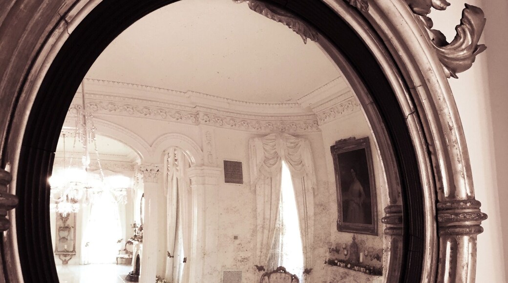 This was a mirror in the White Ballroom. We were lucky that we got there very early for the first tour of the day, there were like four of us. We were able to get clear shots across the room. Not he very left of the mirror you can see the reflection of the full length mirror that was on the other side of the room.
Taken with iPhone 6 and edited with Lightroom.