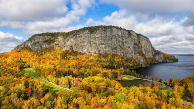 Autumn colors at Mount Kineo State Park - an island on Moosehead Lake - Maine