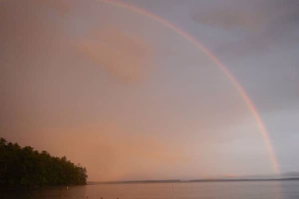 Rainbow over Sebago Lake