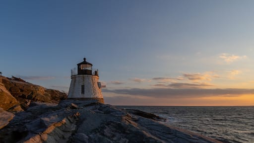 Sunset View of Castle Hill Lighthouse at Newport, Rhode Island