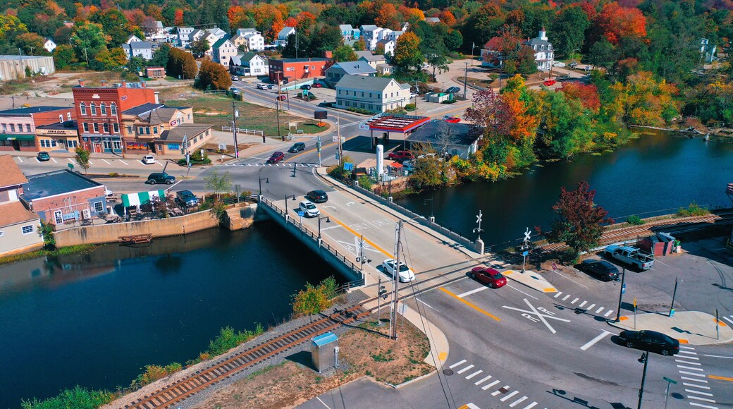 Aerial Drone Photography Of Downtown South Berwick, ME (Maine) During The Fall Foliage Season