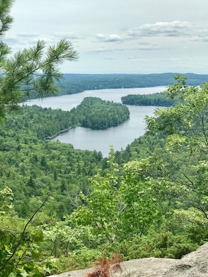Overlooking Long Pond from Frenche's Mountain, Rome,Me. Very easy hike, less than a mile round trip, through the woods.