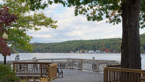 Public park lake overlook at Alton Bay Boston and Maine railroad depot.