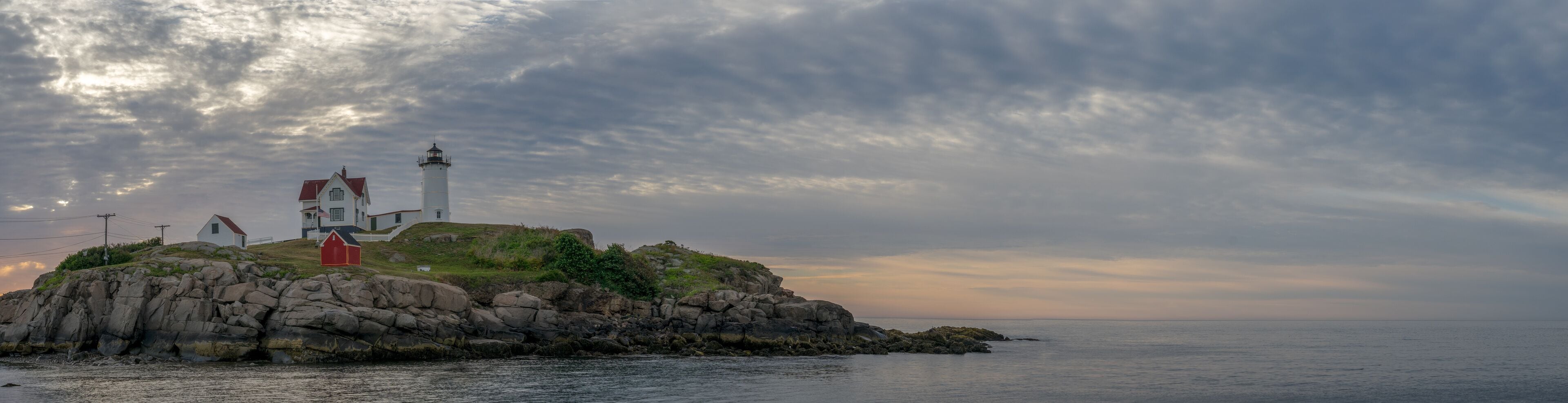 Nubble Lighthouse at sunrise, Cape Neddick, York, Maine