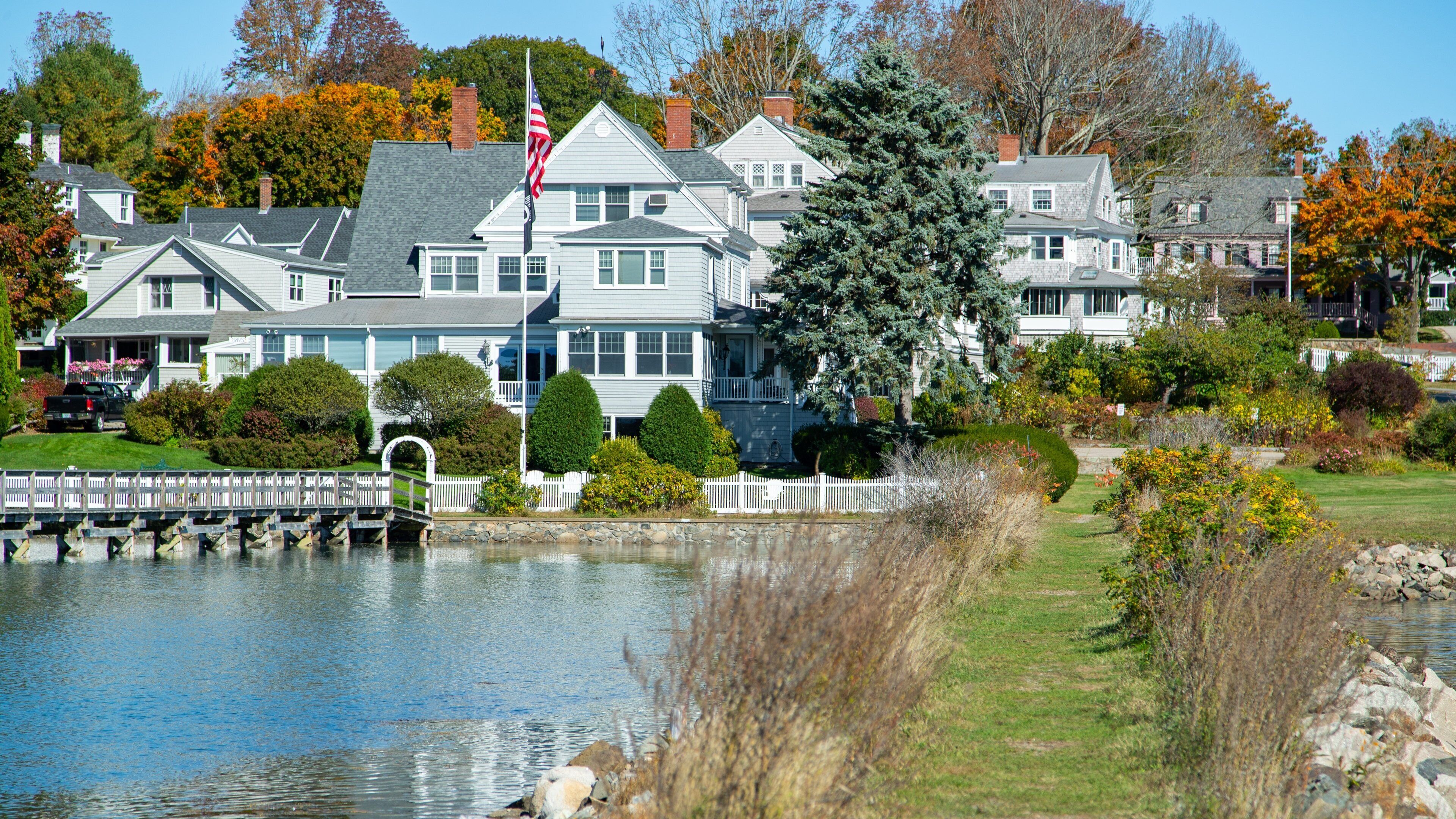 York Harbor which includes a house and a bay or harbor