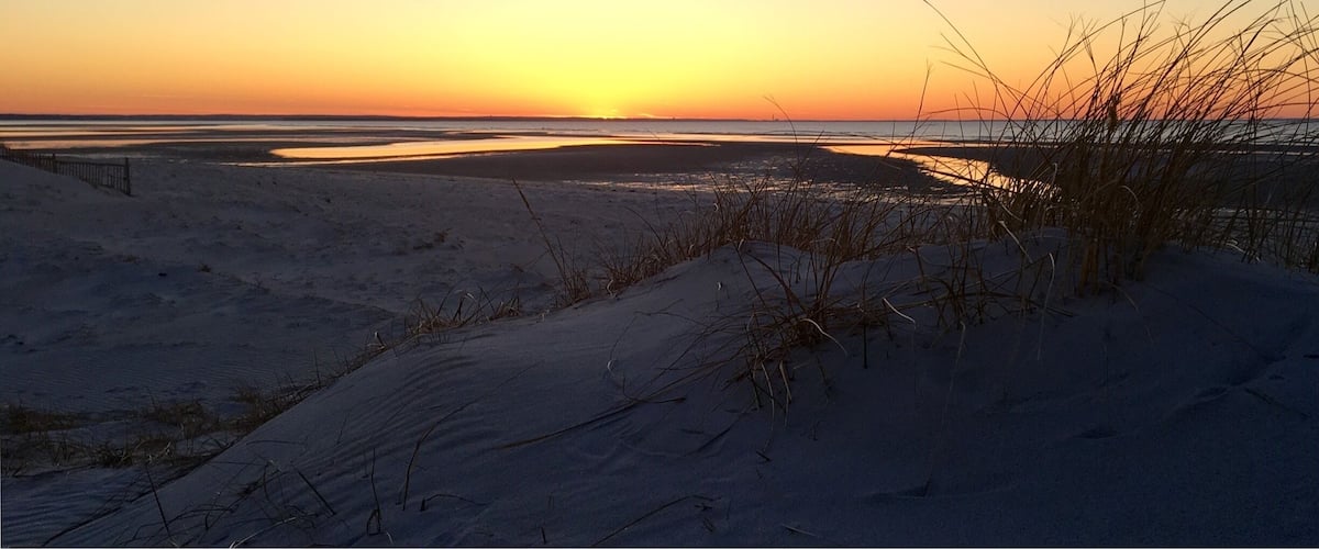Cape Cod sunset. Mayflower Beach in March