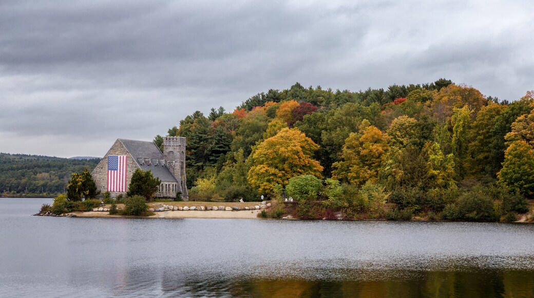 West Boylston Old Stone Church in Fall Season