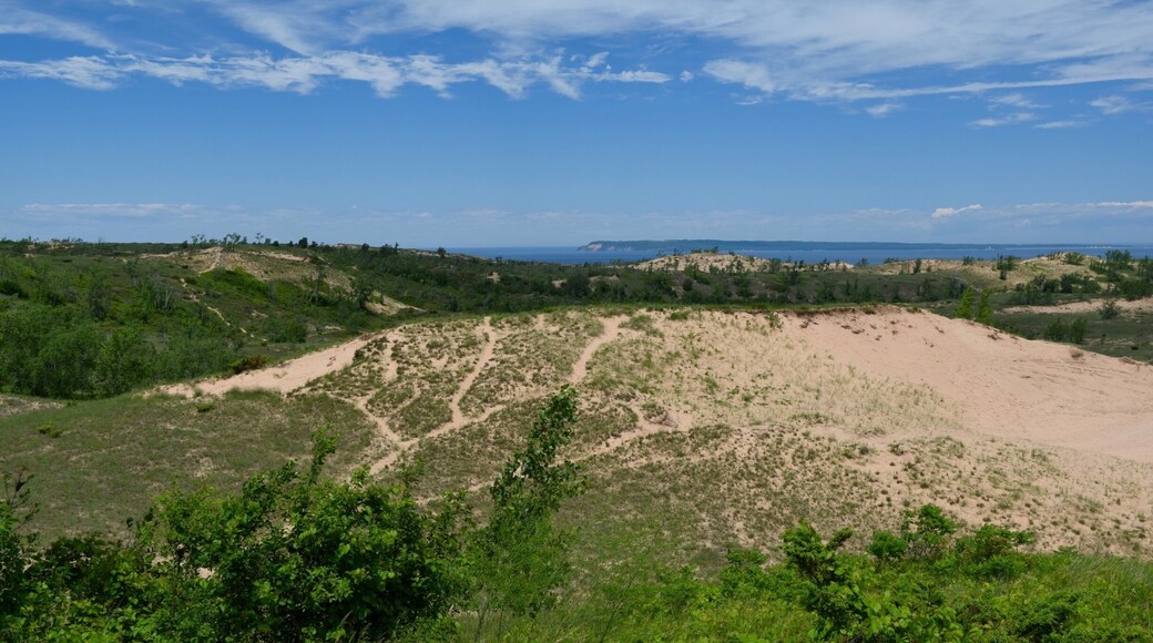 This is the first glimpse of the Dunes as you enter the Pierce-Stocking Scenic Drive. It's a short seven mile loop through Sleeping Bear Dunes National Lakeshore with several overlooks of the Dunes and Lake Michigan. #blue #green