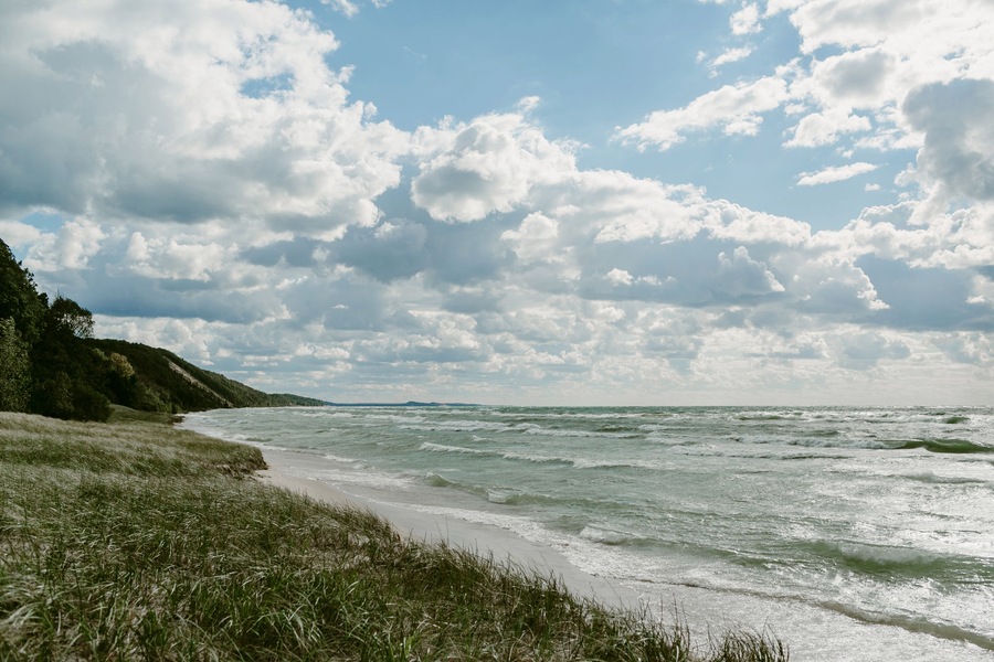 Lake Michigan Shoreline on Windy Day