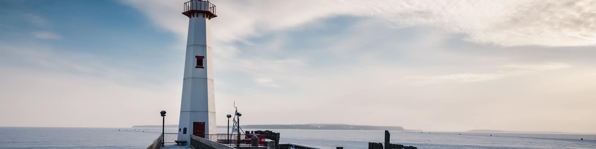 Wawatam Lighthouse in St. Ignace, Michigan in the Straits of Mackinac.