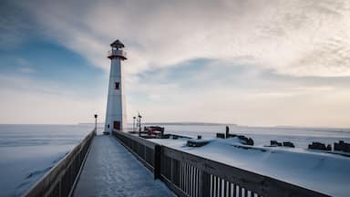 Wawatam Lighthouse in St. Ignace, Michigan in the Straits of Mackinac.