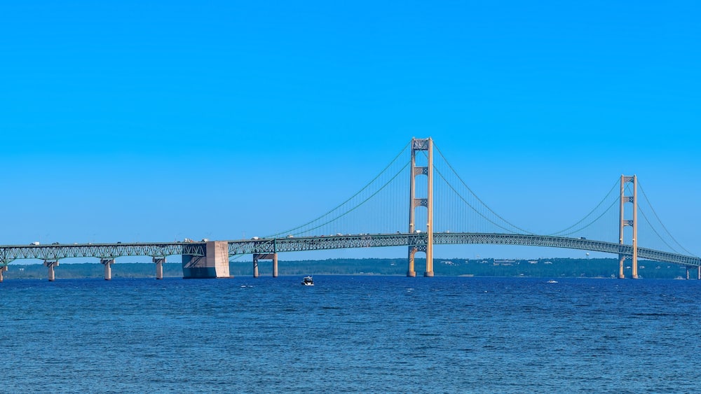 Historic Mackinac bridge, is the longest suspension bridge in America