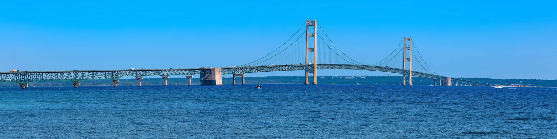 Historic Mackinac bridge, is the longest suspension bridge in America