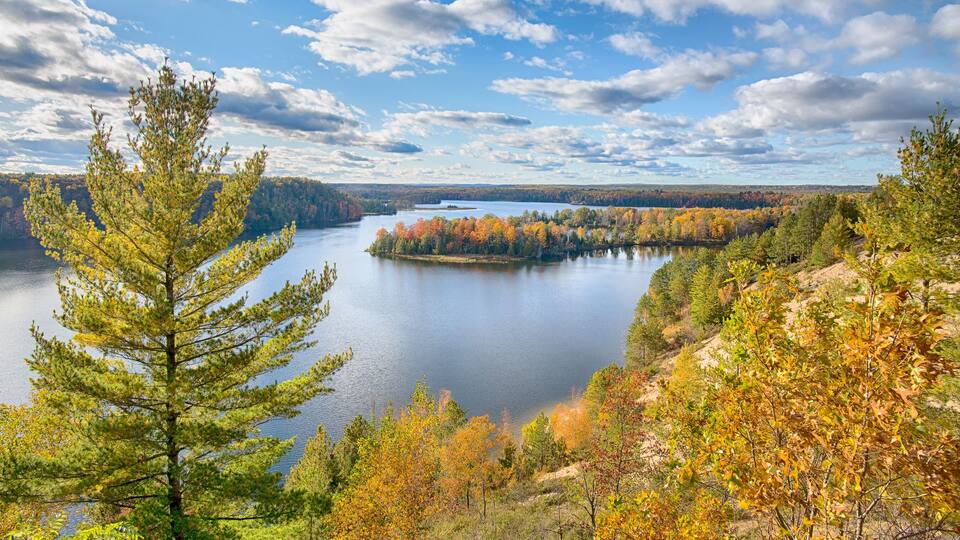 Autumn colors, Highland Trail, AuSable Scenic Byway, MI