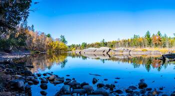 Panoramic view of the St. Louis River at Jay Cooke State Park in Minnesota, USA
