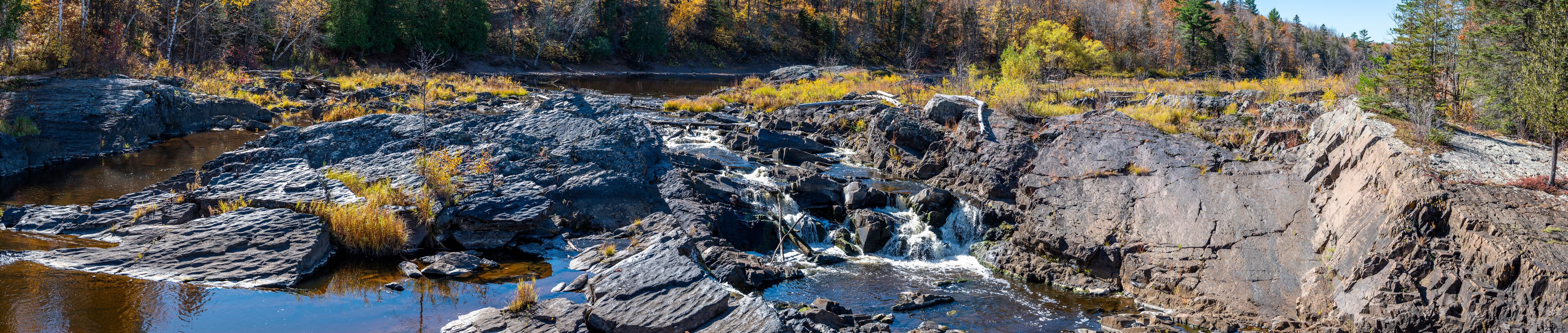 Panoramic view of the St. Louis River at Jay Cooke State Park in Minnesota, USA