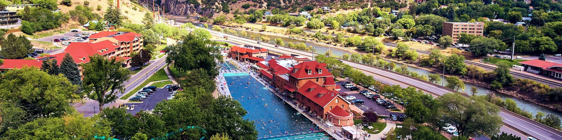 Aerial Hot Springs Glenwood Springs Worlds Largest Rocky Mountains