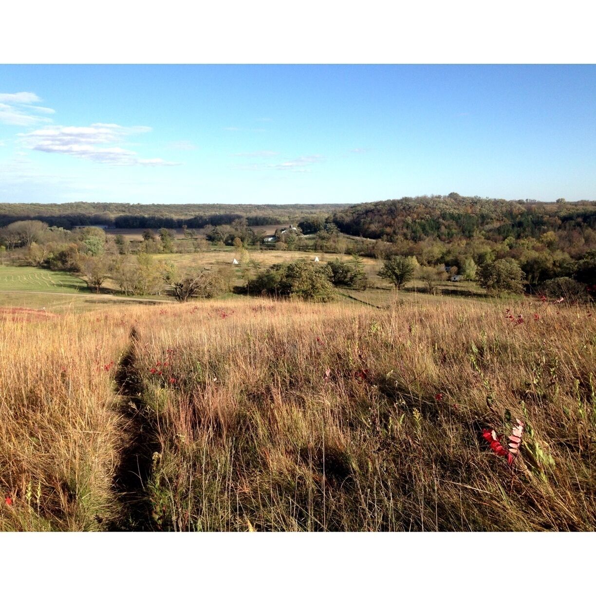 Beautiful view from one of the several hiking trails here. Off in the distance are two tipis, guests can rent tipis for camping as this is a significant location at what was once Sioux Indian territory.