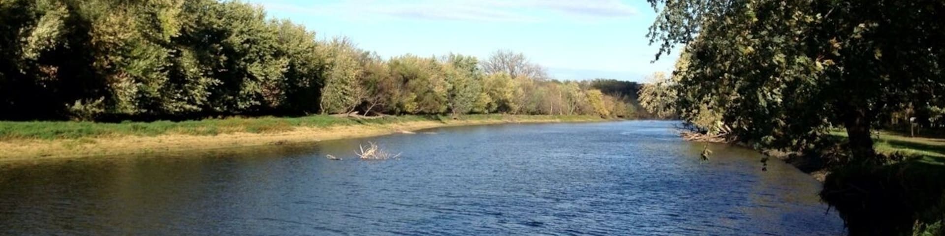 View of the Minnesota River shown near the boat dock used by guests for canoeing and kayaking.