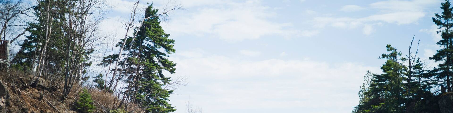 View of Lake Superior against cloudy sky