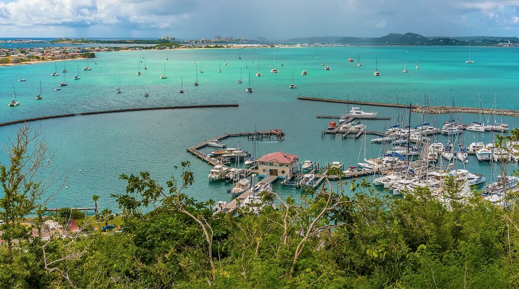 A view from Fort Louis above harbour in Marigot in St Martin