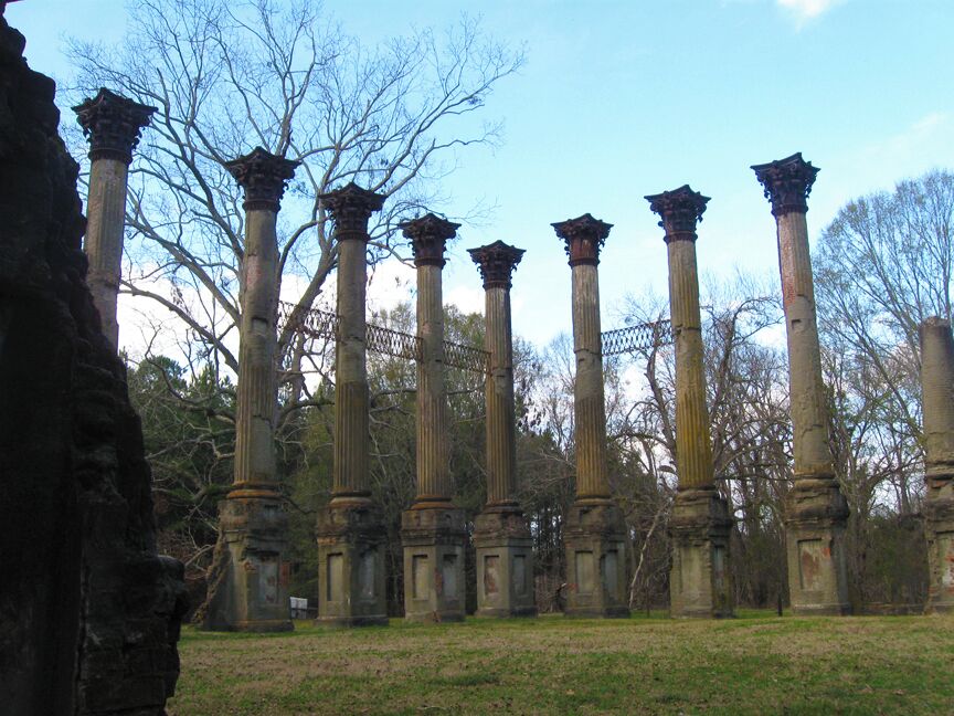 The haunting ruins of an old plantation house, burned down in the 1890s.