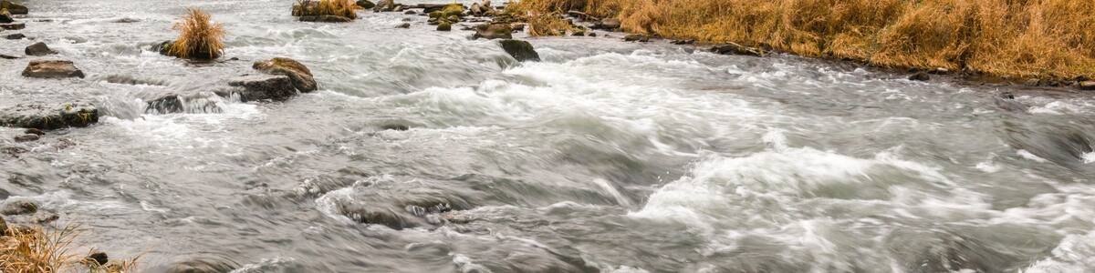 The Root River Drops Over Root River Falls and the Historic Dam in Laneboro, Minnisota, USA