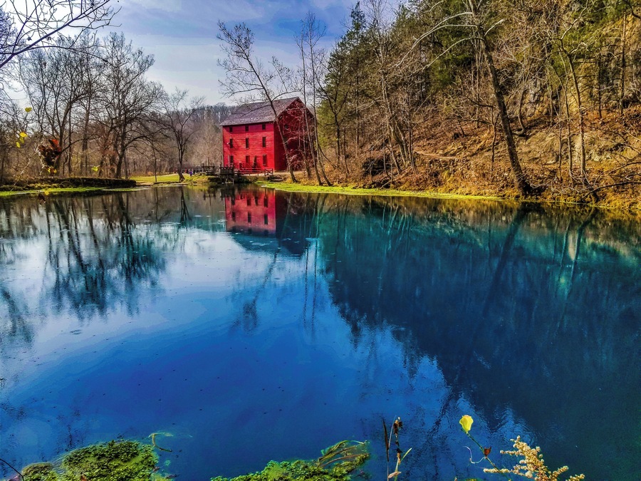This spring water is crystal clear and blue for as far down as you can see. The green moss/algae that grows along the spring gives it an even more crisp color range. The old red mill is also an added bonus! There are some great hiking trails along at this park as well as camping and a launch area for floating the North Fork river. #Nature
#Trovember