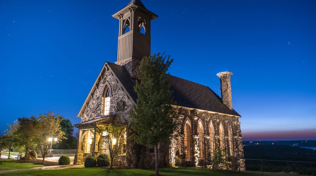 Chapel of the Ozarks at Big Cedar Lodge at sunset in Ridgedale, Missouri.