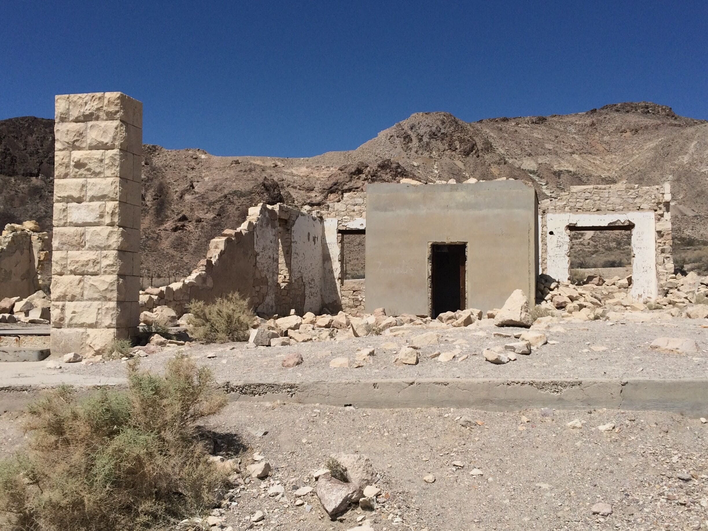 Ghost town of Rhyolite. 1904-1912. Once has 10,000 people. This is the bank. 