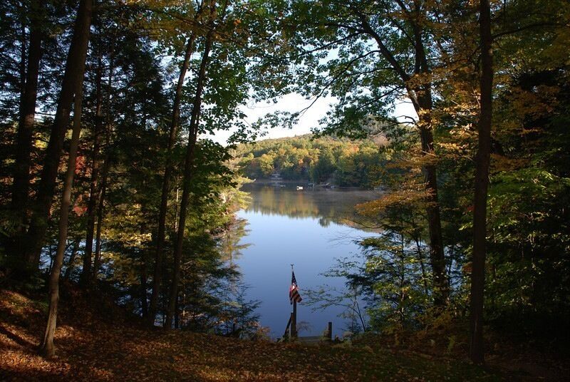 Looking out over Franklin Pierce lake from friends' cabin