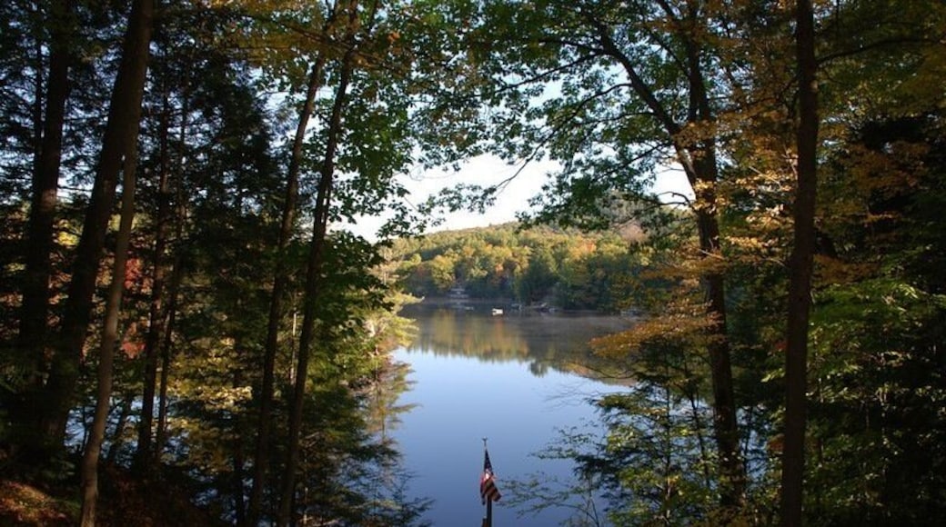 Looking out over Franklin Pierce lake from friends' cabin