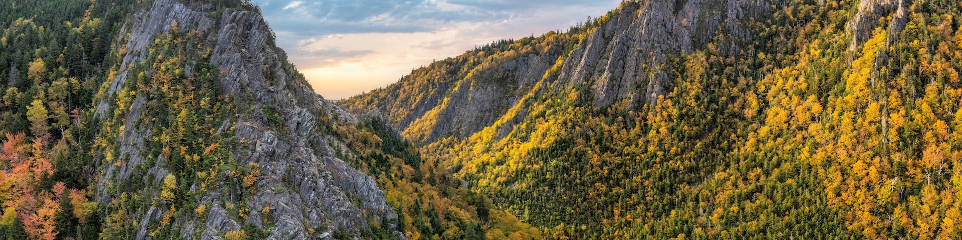 Panorama sunrise at Dixville Notch State Park in Autumn - New Hampshire