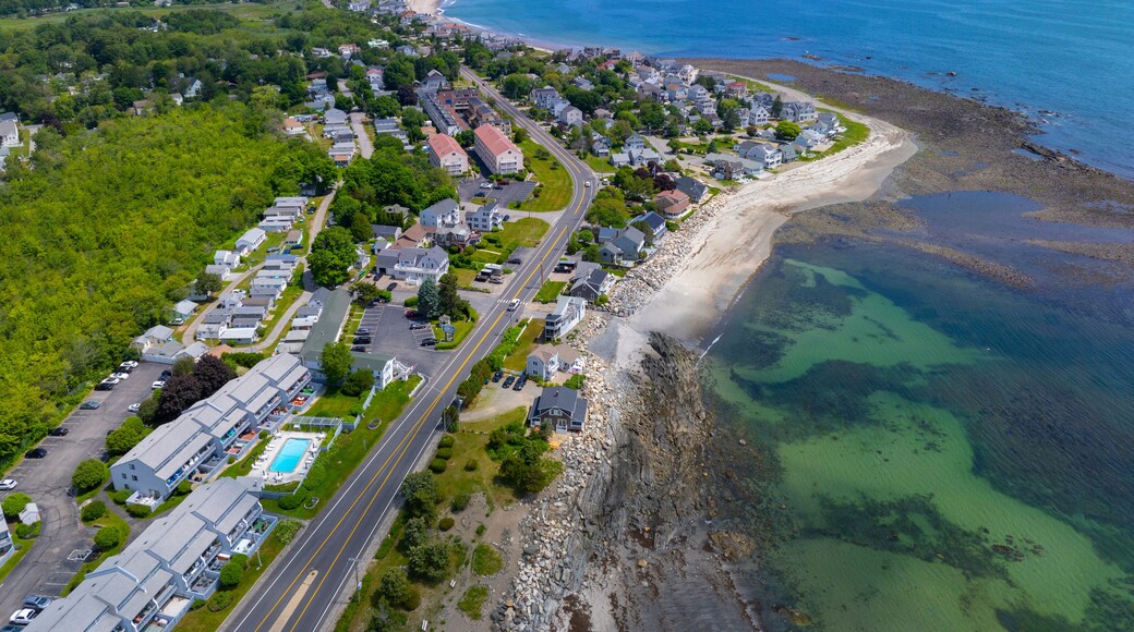 Ruth Simpton Seashore Park at Plaice Cove aerial view at North Beach in Town of Hampton, New Hampshire NH, USA.