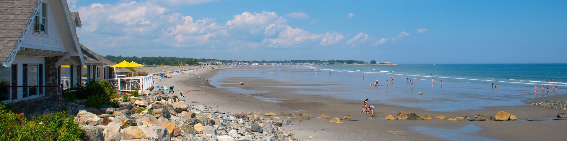 Sawyers Beach with Jenness State Beach in summer in town of North Hampton, New Hampshire NH, USA.