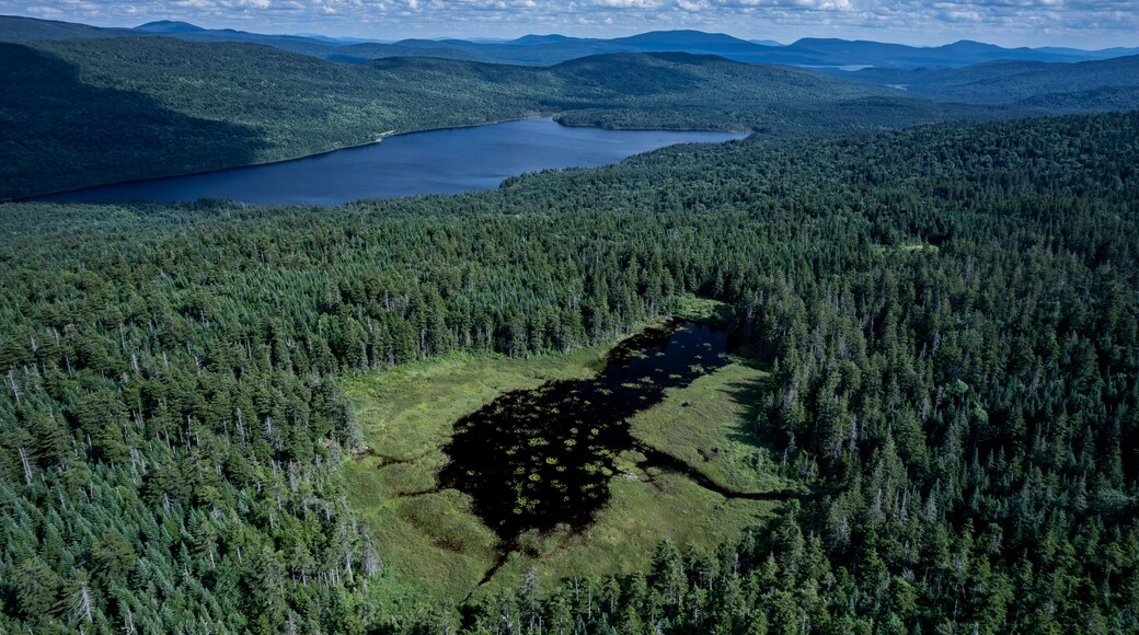 Aerial view of the Fourth and Third Connecticut Lake in summer.
-Pittsburg, New Hampshire