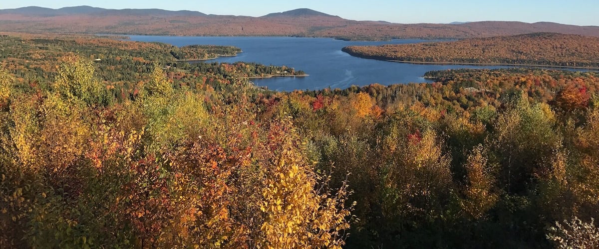 Looking southeast from top of GP Blvd in Pittsburg NH. This is a view of First Connecticut Lake in early October.