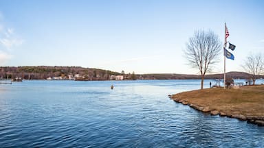 Late afternoon view of Lake Winnipesaukee from Meredith, New Hampshire, on a clear, crisp blue sky Spring afternoon.