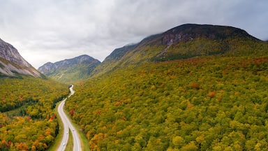 Franconia Notch autumn aerial panorama