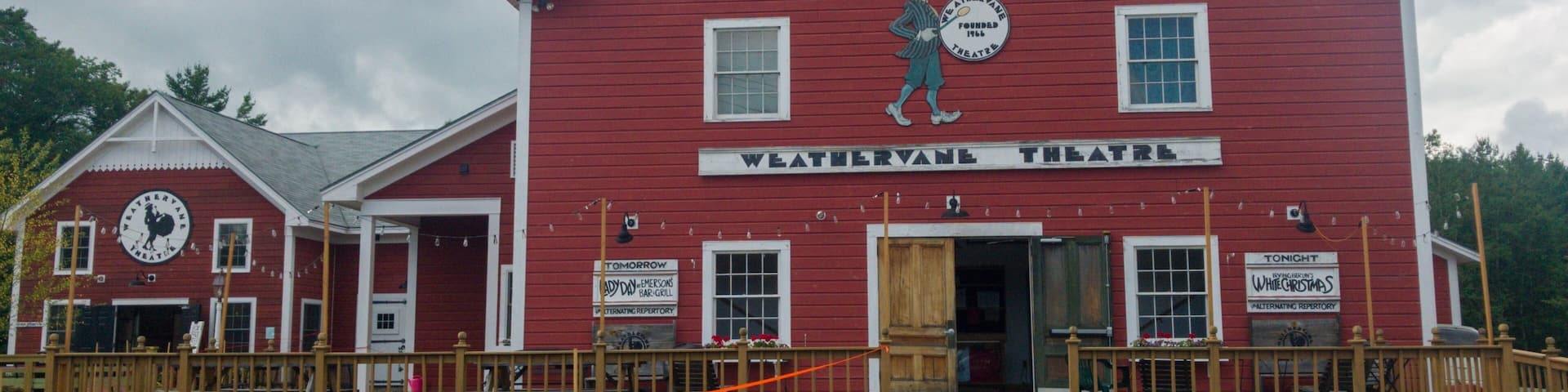The Weathervane Theater near Whitefield, has been entertaining July and August visitors to the Great North Woods of New Hampshire since 1966. Originally the theater was situated in and old converted barn. A new building has been added on in 2002 and survived a fire in 2011 which destroyed the original building.