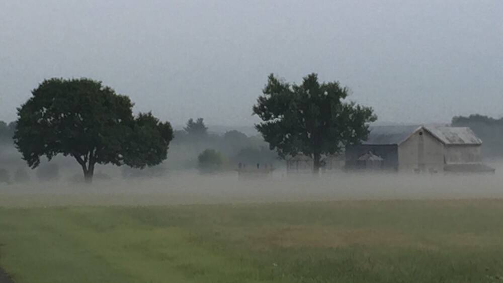 This is the location of AT&T's "Pole Farm". In the early 1900's AT&T had their scientist's search out coordinates for the optimum area to send radio wave signals for telephone usage. After extensive research they chose this spot in my area for the construction of hundreds of telephone poles erected in a diamond shape pattern.
There was one pole per country and it was pointed toward that country, predominantly in Europe and the Caribbean. So, in the early 1940's, for example, when president Franklin Roosevelt wanted to discuss WW2 war strategy with Winston Churchill in London, their telephone signals would meet at this spot.
There is only one pole that remains standing and it is believed to be pointed toward Tel Aviv, Israel.
The beginning of the end for the "pole farm" was the launch of the first communications satellite in the early 1960's