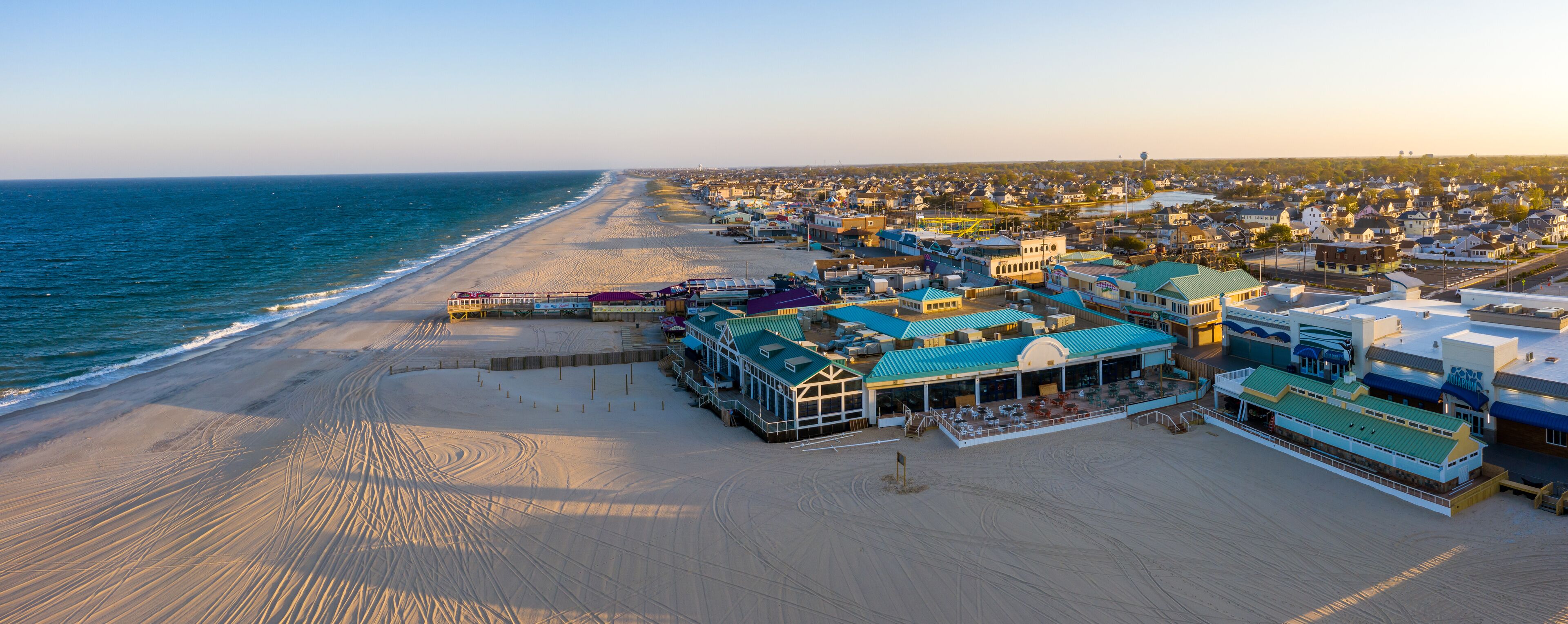 Aerial Drone of Point Pleasant Sunset During Pandemic