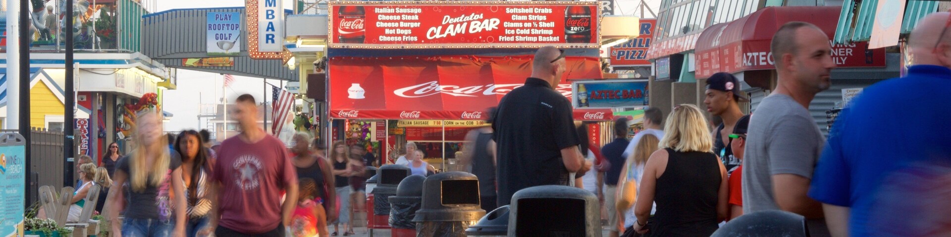 Seaside Heights which includes signage, street scenes and a bar