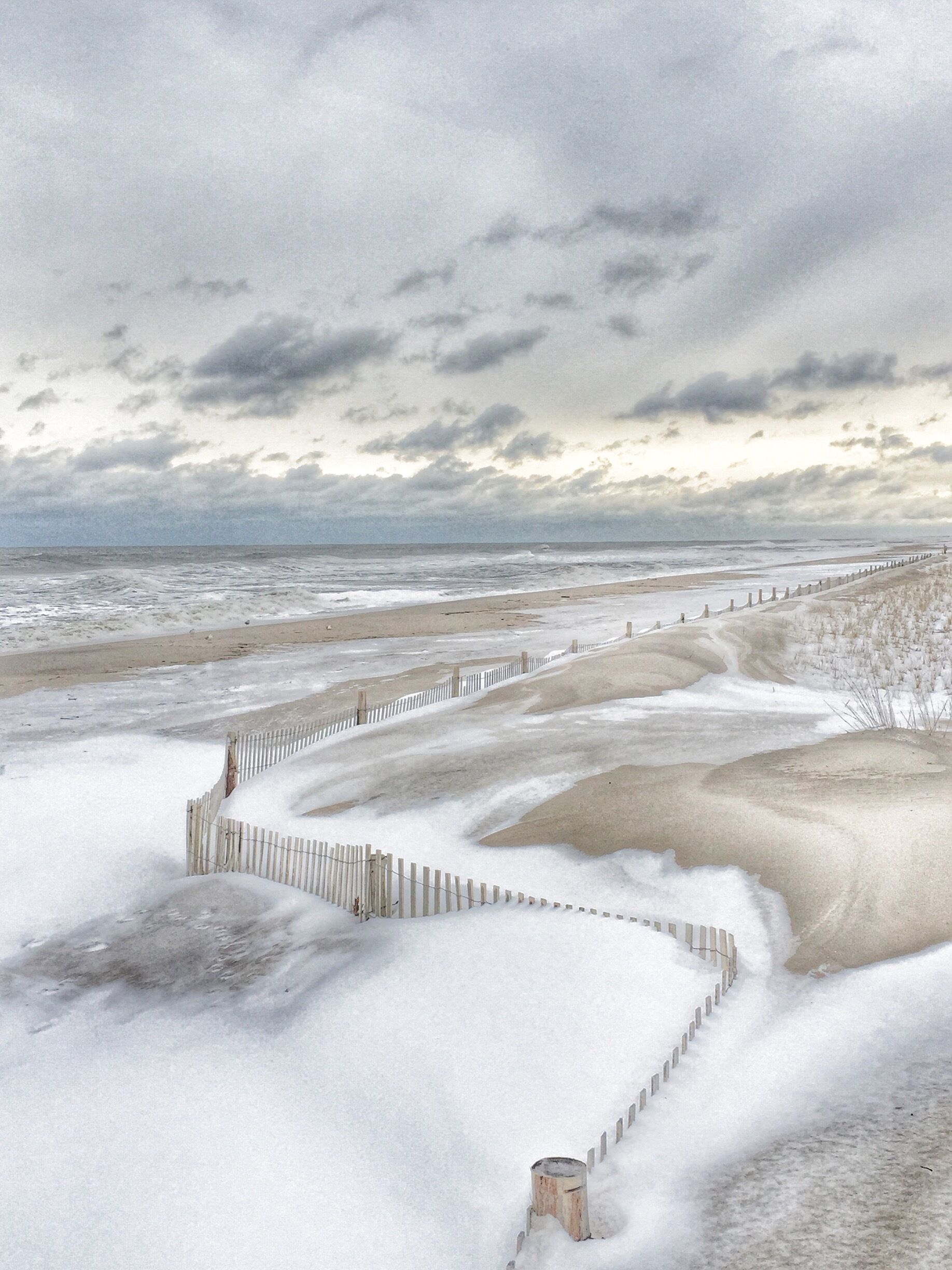 Snow fall on the beach
