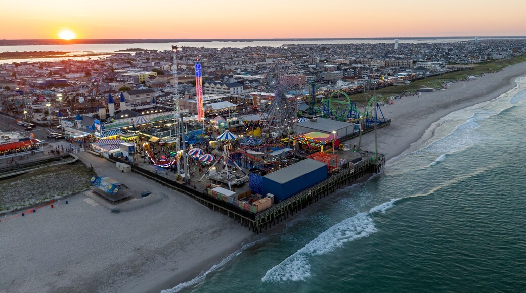 Aerial Drone of Seaside Heights Boardwalk