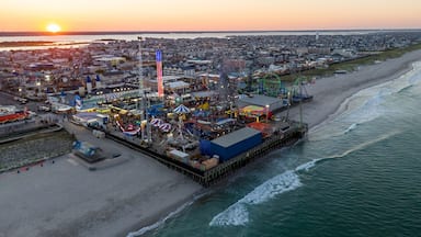 Aerial Drone of Seaside Heights Boardwalk