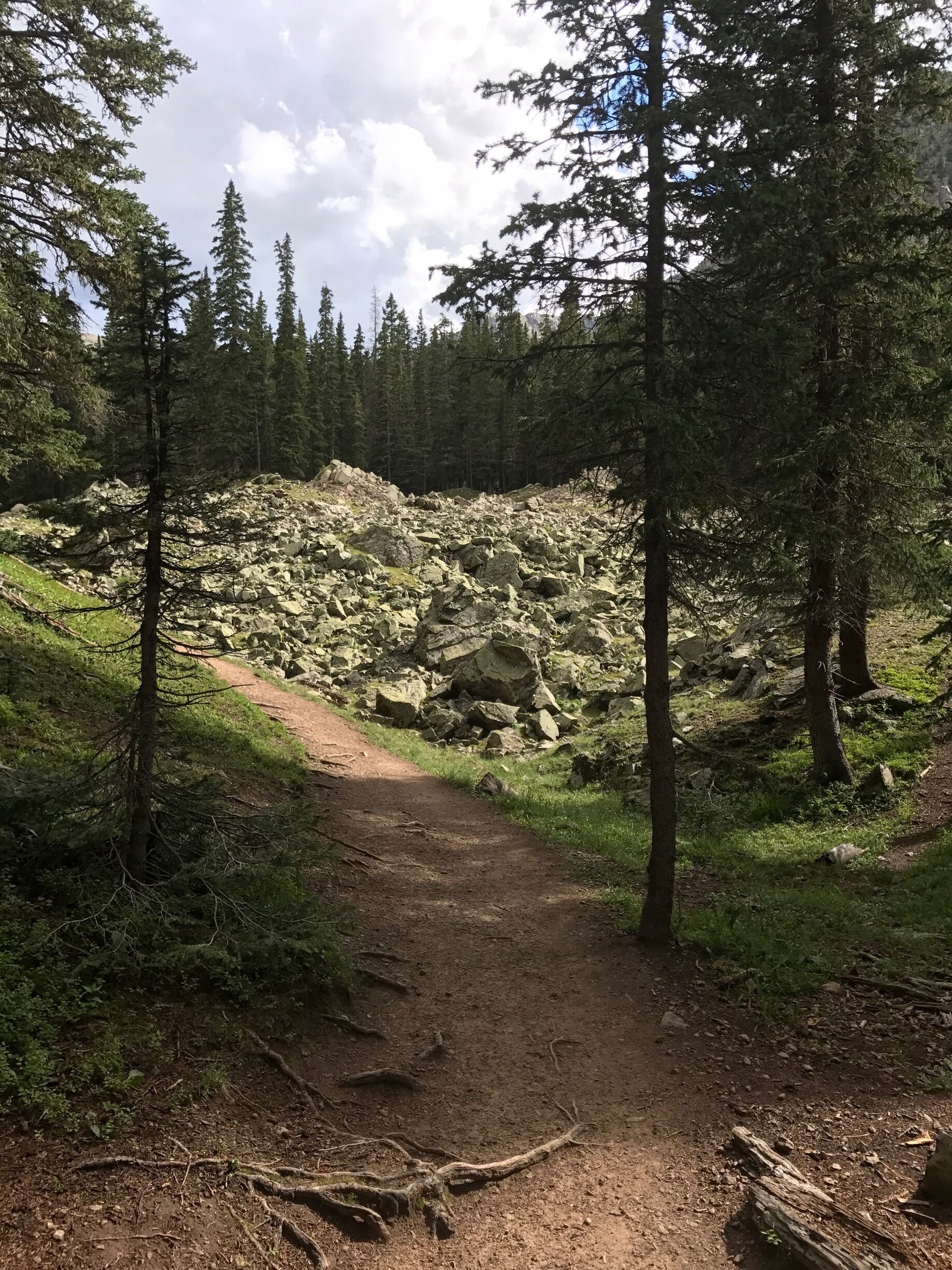 Just before reaching the lake and falls